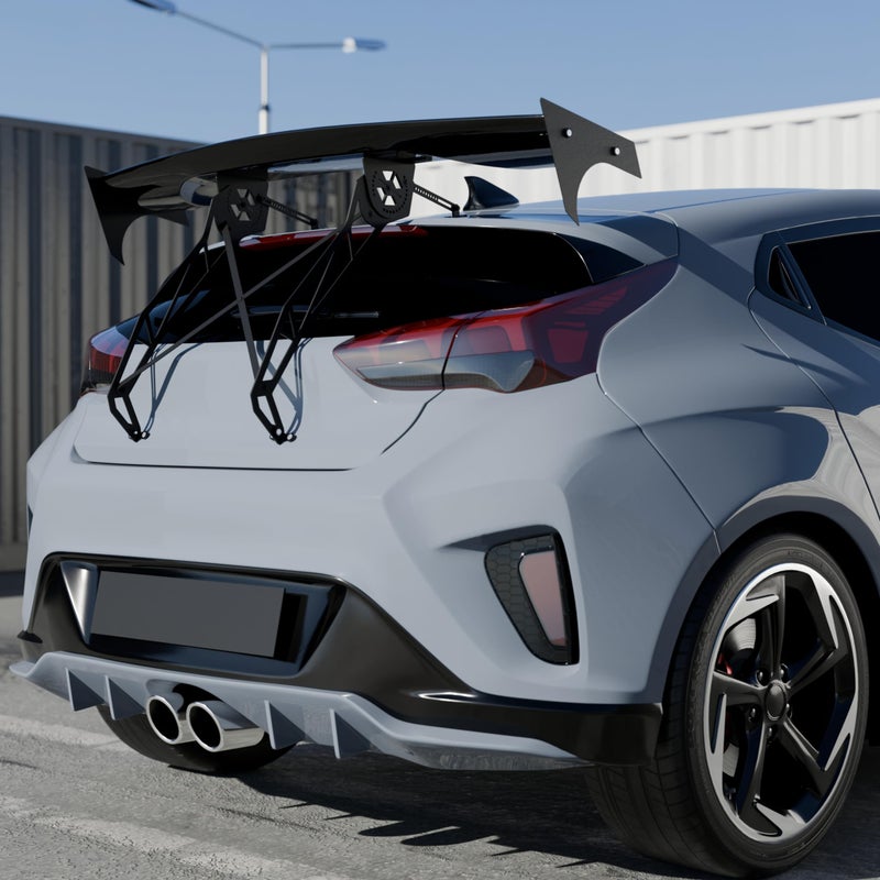 GT Spoiler Wing Compatible with Hyundai Veloster All Models All Years Rear Window Roof Racing Hatch Mount Adjustable Angle Gloss Black ABS Material
